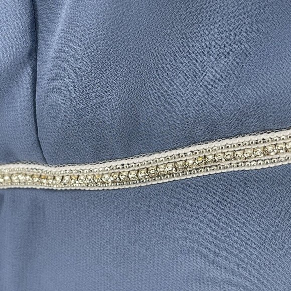 NWT Ever Pretty Hi Lo Chiffon Midi Dress sz L Illusion Lace Top Rhinestone Blue - Picture 10 of 11